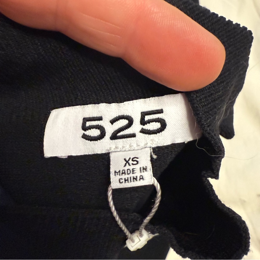 525 America Black mock neck sleeveless knit dress XS midi minimalist LBD bodycon - Picture 6 of 9